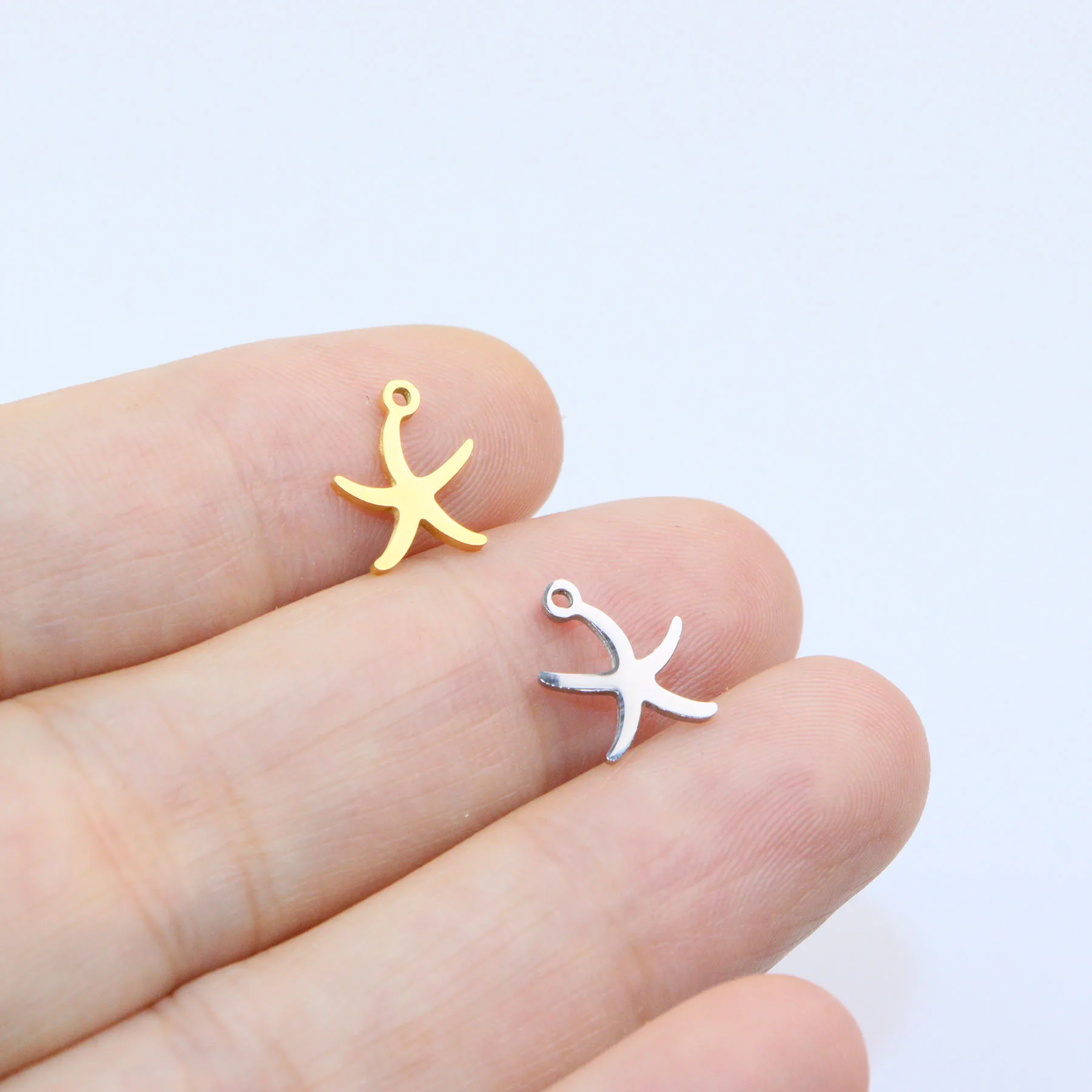 10pcs Stainless Steel Mirror Polish Jewelry Mini Seastar Charms Pendant DIY Handcraft Waterproof Antiallergic