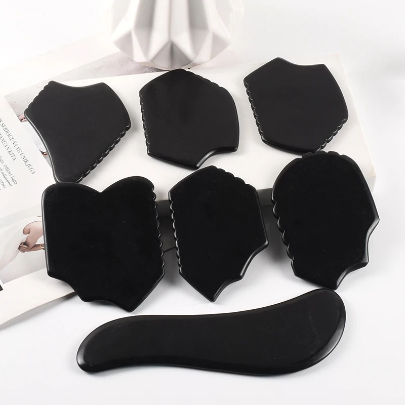 SPA Acupuncture Scraping Body Foot Back Face Neck Massager Beauty Guasha Board Black Bian Stone Gua Sha Massage Tools