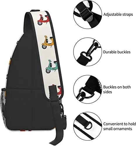 Retro Vespa Sling Bag Crossbody Chest Daypack Lightweight Canvas Backpack Shoulder Bag for Adult Travel Hiking