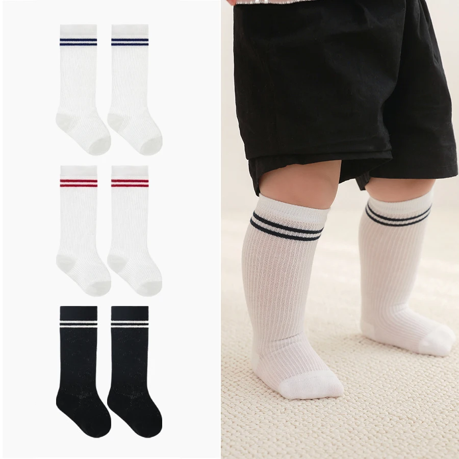 Baby Socks New Summer Preppy Newborn Toddler Kid Black Striped Mesh Long Sock Soft Cotton Girl Boy Boneless Floor Socks 0-8Y