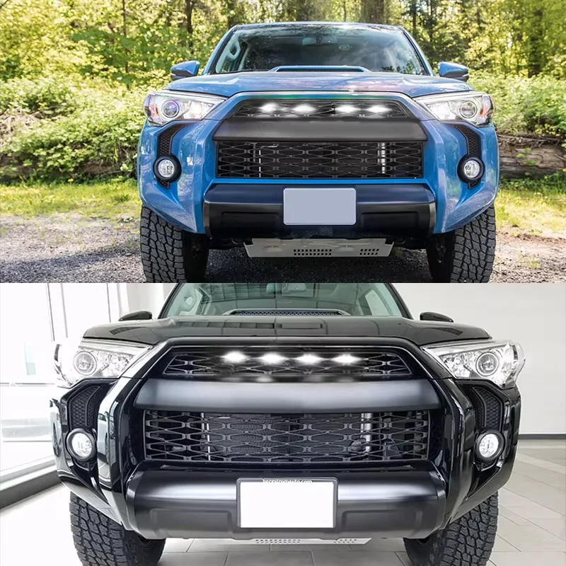 Smoked Lens Car Front Bumper Grill LED Lights With Wiring Harness Kit For 2014-2019 Toyota 4Runner TRD Pro Grille Amber /White - Image 6