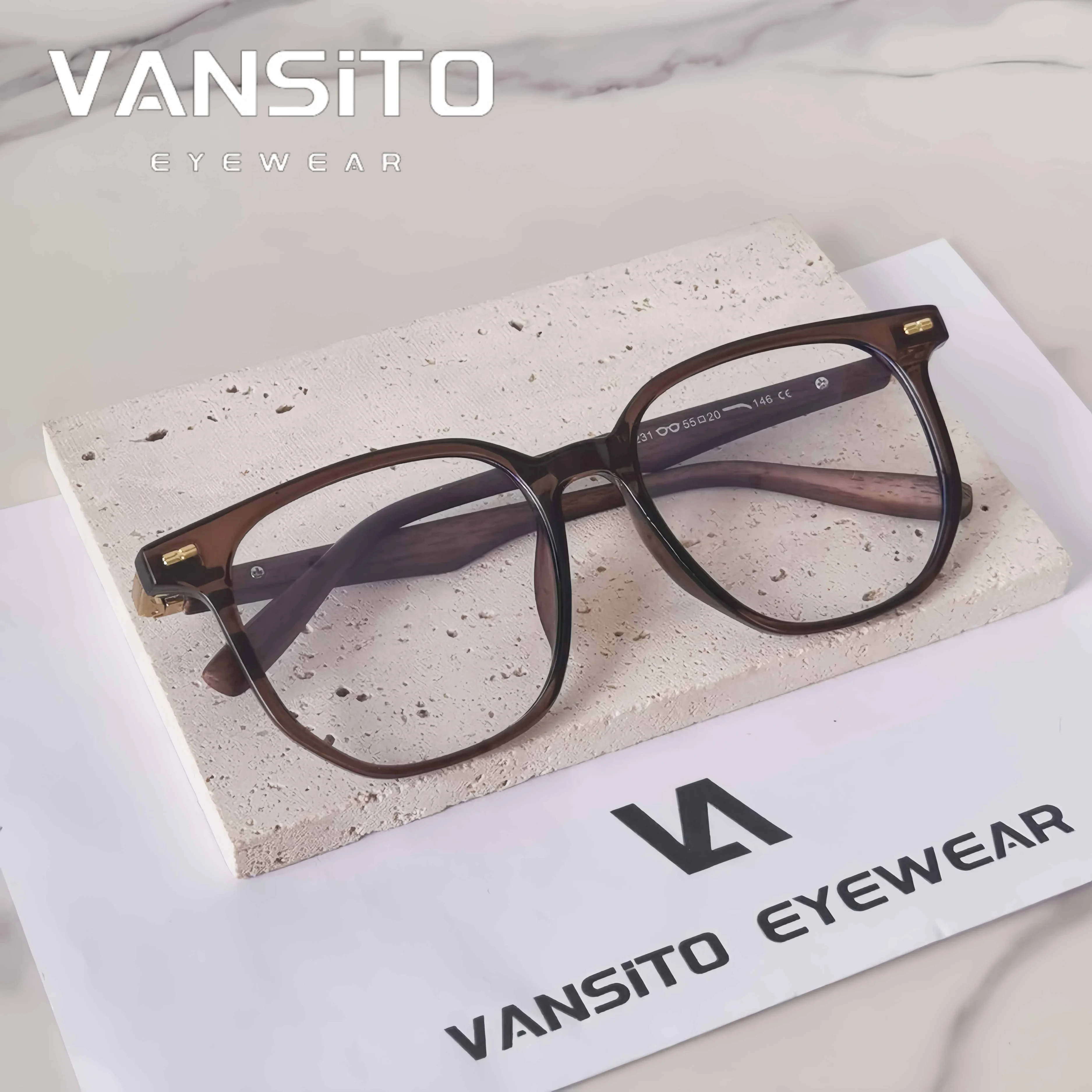 

VANSITO 2025 New Retro Square Large Frame TR90 Ultra Light Spring Leg Glasses Frame for Men and Women