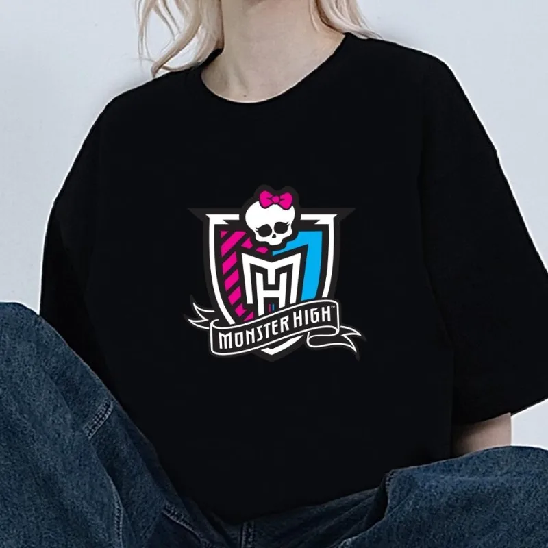 Cartoon M-Monster H-High Girl T Shirt Women Couple Combination Clothes Short Sleeve Collar Fashion Man Cotton