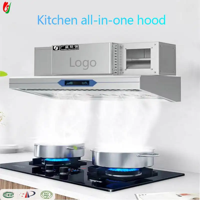 Commercial Kitchen Range Hood Stainless Steel Over 98% Smoke Removal Rate 3500M3/h Air Purifier Gas Disposal Machinery