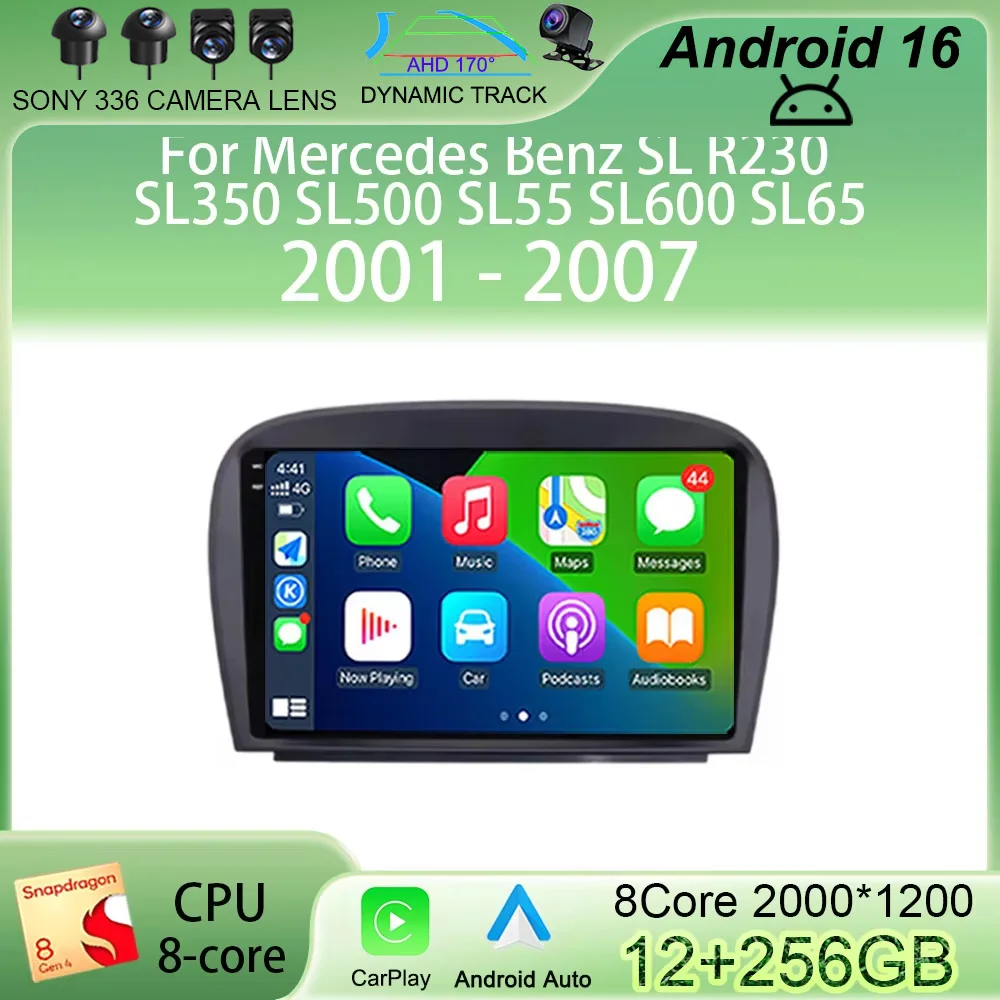 Android 16 For Mercedes Benz SL R230 SL350 SL500 SL55 SL600 SL65 2001-2007 Carplay Car Radio Multimedia Stereo GPS Video Player