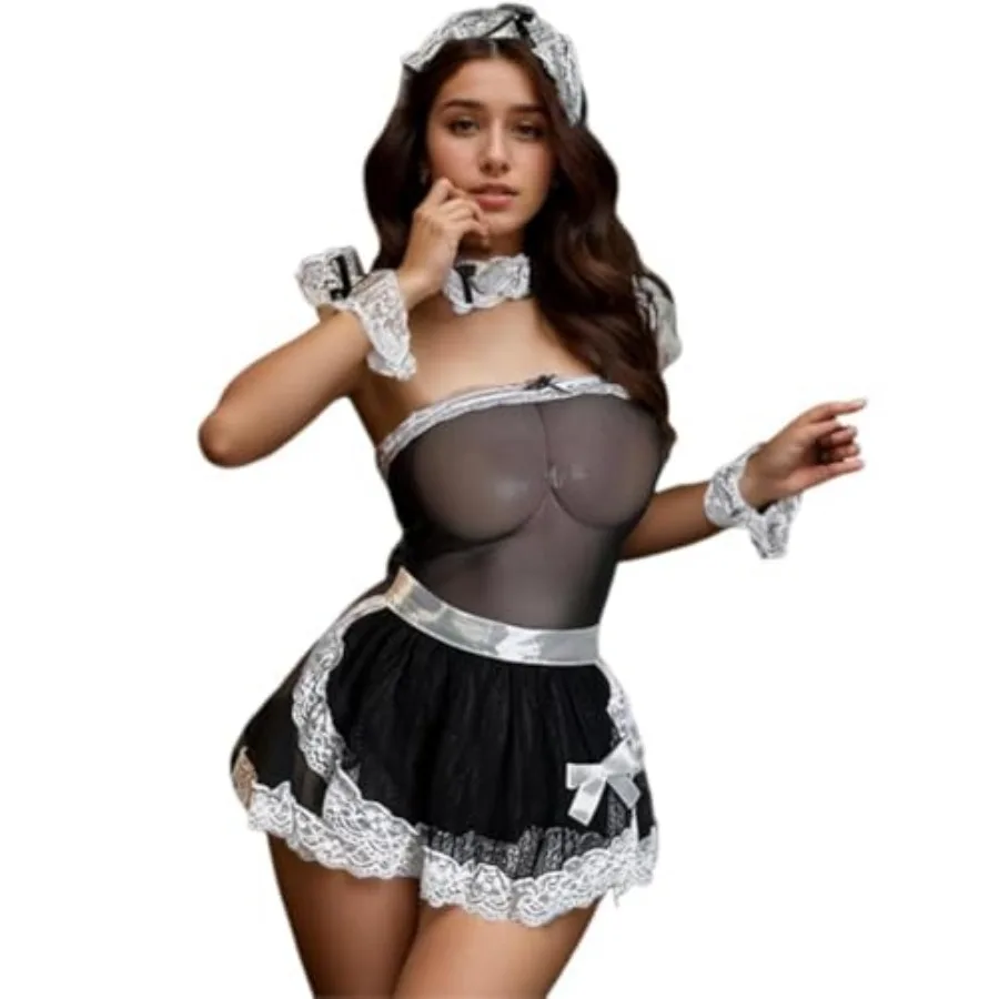 

Sexy Lingerie or Women Cosplay Lingerie Set Anime rench Maid Costume Set Apron Lolita ancy Dress or Halloween