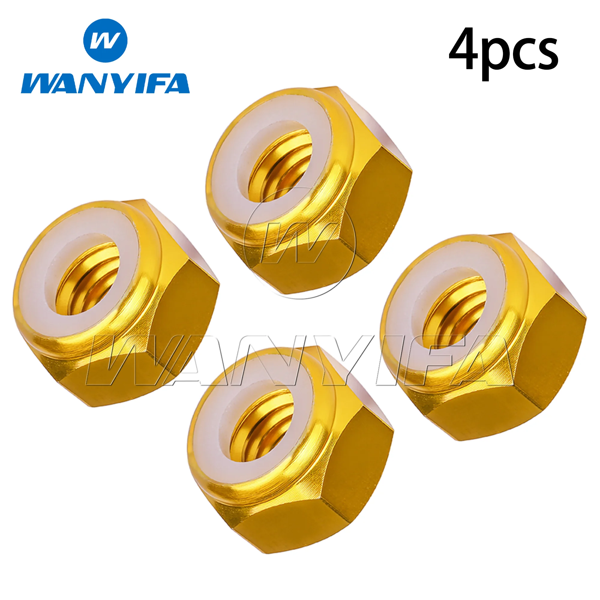 Wanyifa M2, M3, M4, M5, M6, M8 Aluminum Hex Nylon Insert Lock Nuts, Anti-Loose Self-Locking Fasteners 4pcs