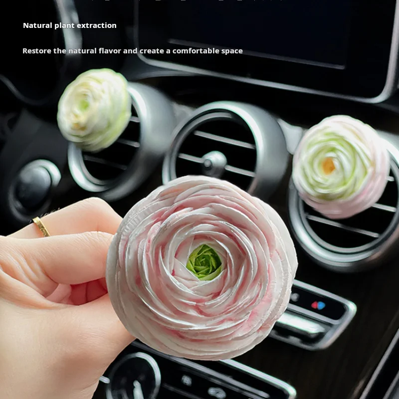 

Ranunculus peony flower car aromatherapy car air conditioning vent decoration expanded stone fragrance flower decoration
