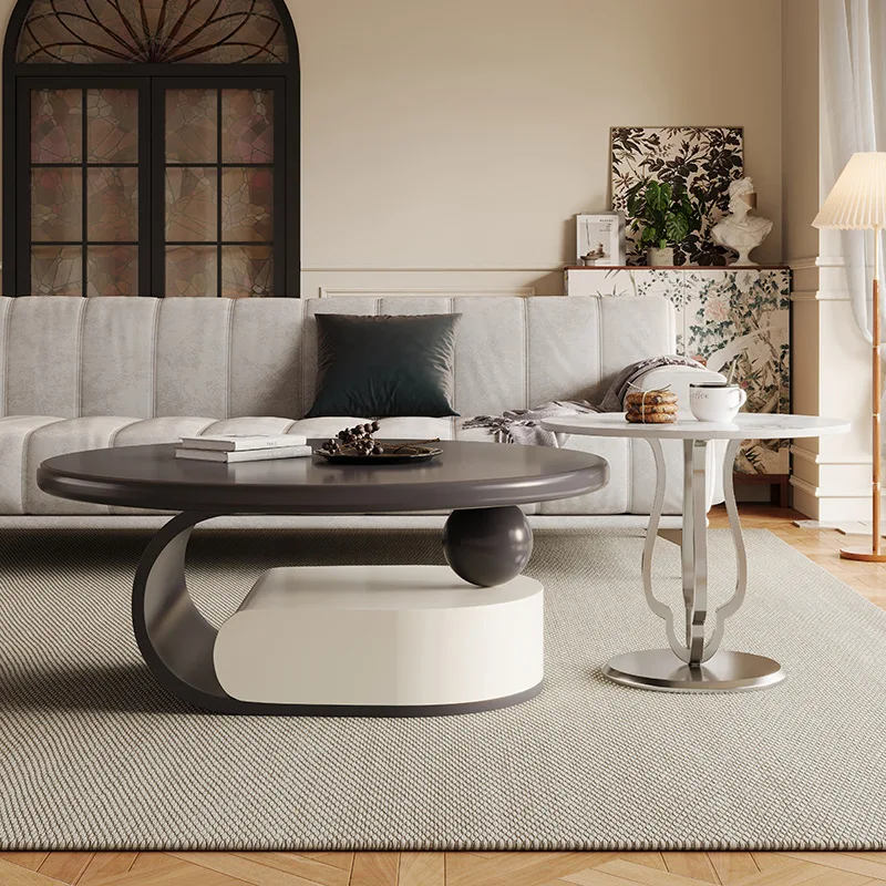 round coffee table combination, small apartment living room home Internet celebrity ins wind size round coffee table