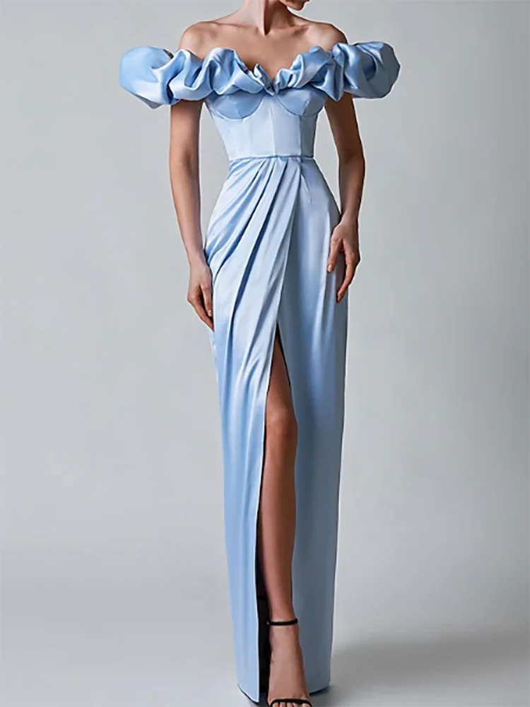 فساتين سهرة كلاسيكية بدون أكتاف متدرجة مستقيمة لحفلات أعياد الميلاد مخصصة