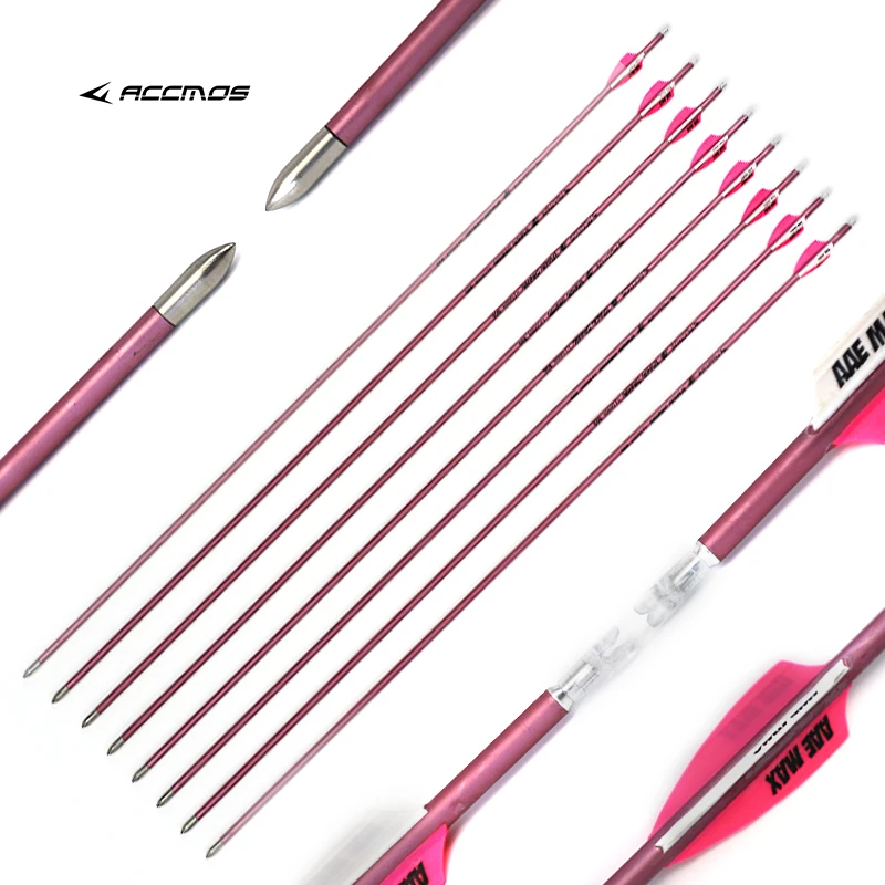 6/12pcs  ID4.2mm Pure Carbon Arrow Spine  500 600 700 800 900 1000 Archery Pink For Compound Recuvre Bow Accessories