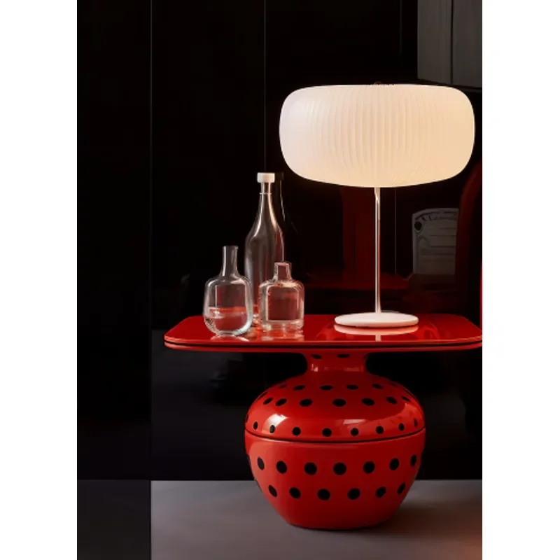 Mushroom Table Lamp with Ceramic Base PE Shade Dimmable LED Bedside Lamp for Living Room Bedroom Office