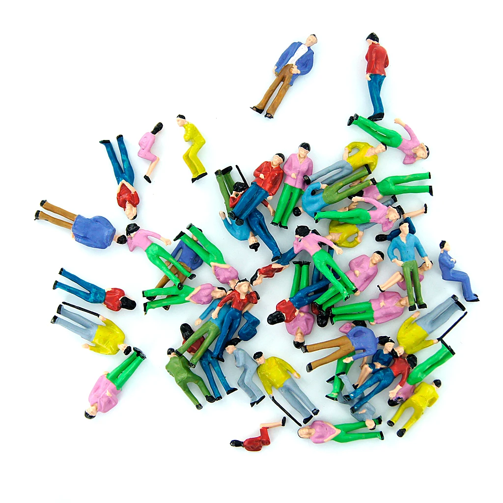 

50 Pieces 1/42 Mini Crowd Passengers People Figure Scene Model Dolls Decor