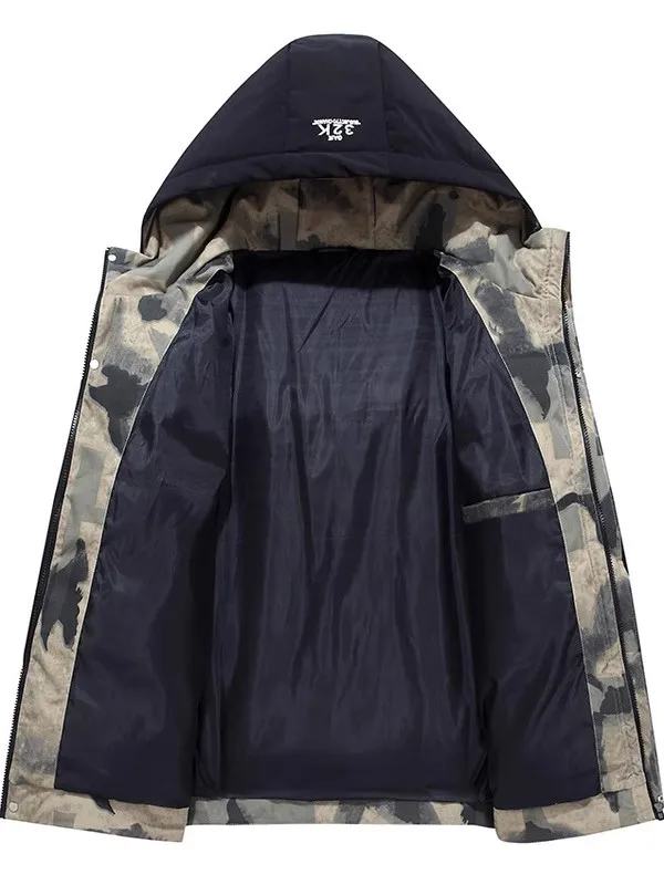 Men's Casual Thiened Winter down Jaet Loose Fitting Warm Coat with Hood Polyester Fiber Coat Mexican Brand