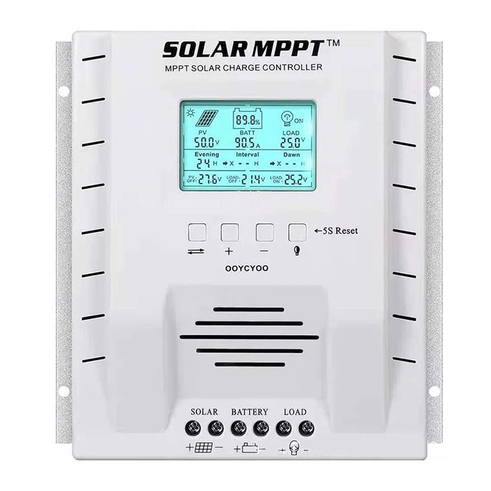 60A MPPT Solar Charge Controller 12V 24V Auto Max 100V PV LCD Regulator for Lights Lithium Lifepo4 Batteries With 2 USB Ports