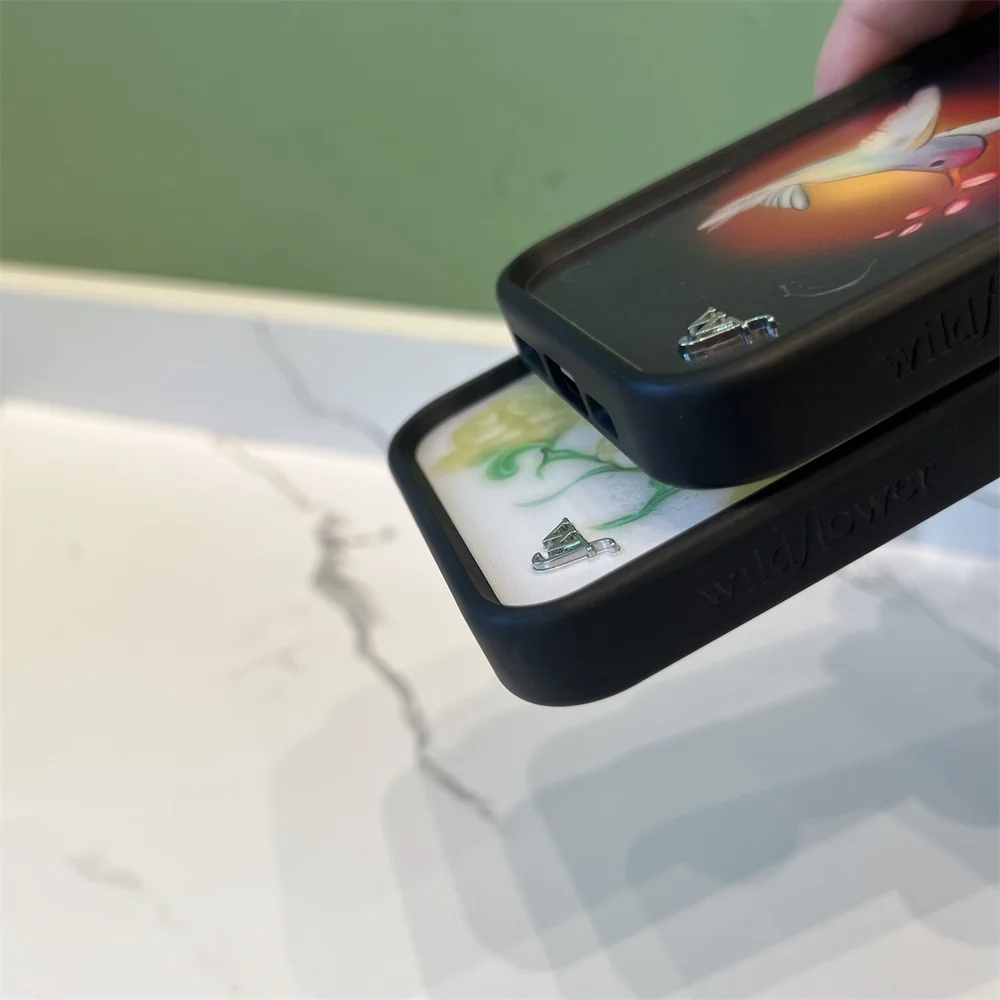 جديد Wildflower ثلاثية الأبعاد WF الزهور الطيور جراب هاتف آيفون 12 13 14 15 16 برو ماكس زائد Fundas INS غطاء الكرتون ل 15 برو 16 حالات #6