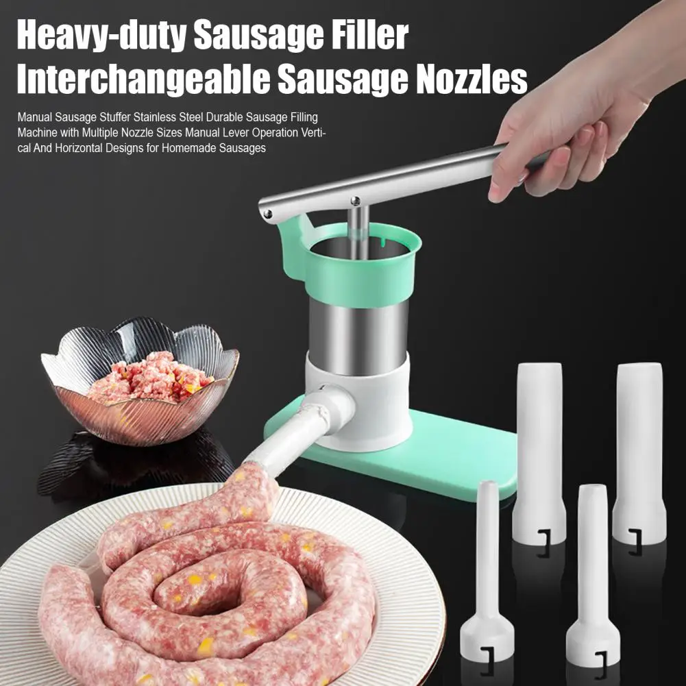 Sausage Stuffer Machine with 4 Stuffing Tubes Meat Stuffer Sausage Filling Tool Household Manual Vertical Sausage Maker Tool Kit