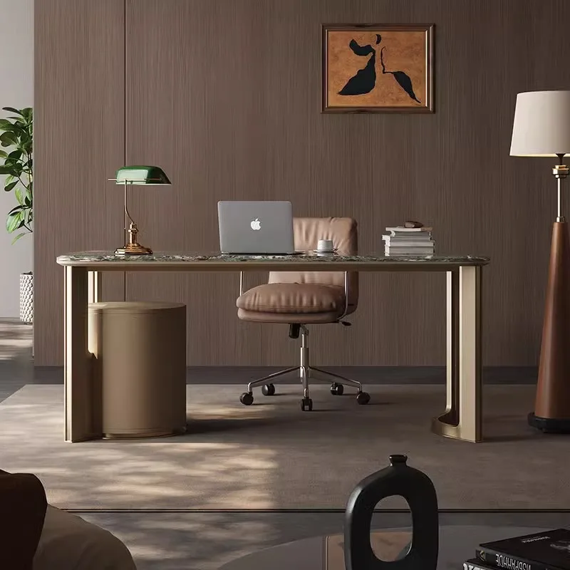 Light luxury marble desk Luxury stone designer office  Computer  Italian minimalist study Premium writing desk