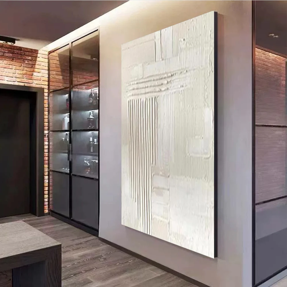 Scandinavian Nordic Handmade White Horse Oil Painting Abstract Canvas Wall Art for Living Room Decor Modern Minimalist Poster