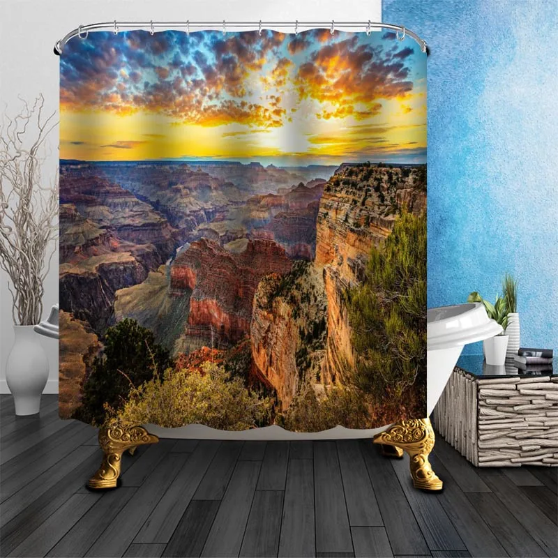 New Product The Grand Canyon Shower Curtain Polyester Fabric Screens Curtains For Bathroom 3D Waterproof Bath Curtain With Hooks