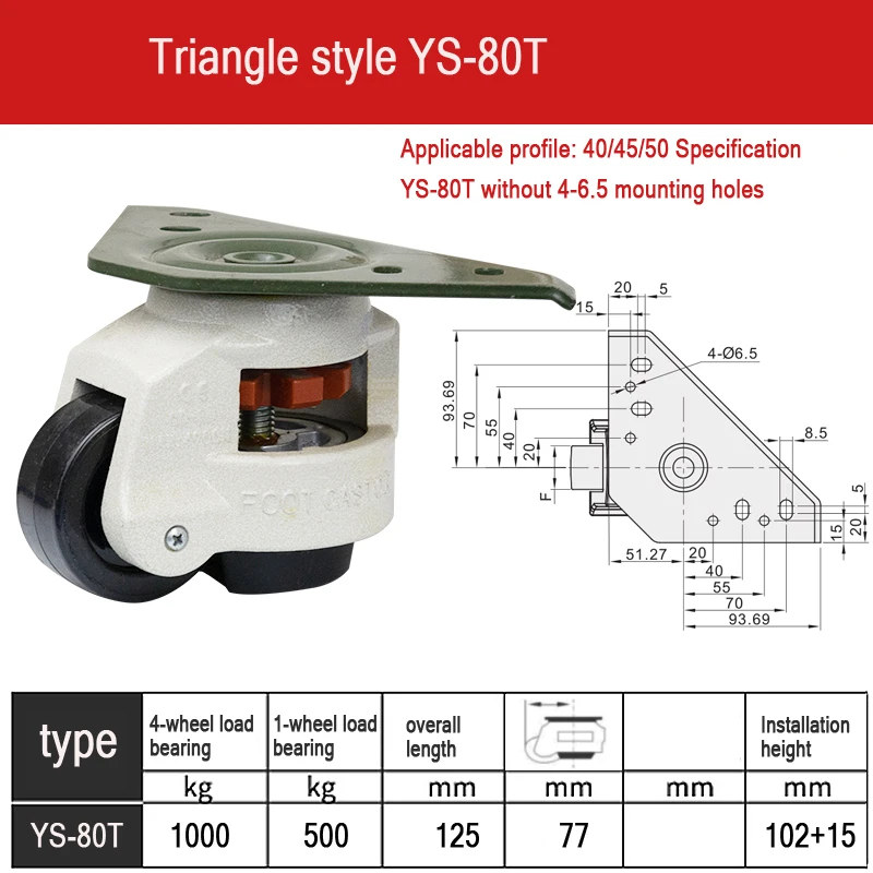 Dreiecks rad Einstell rad Universal Support Caster Level Regulation Composite Caster Wheel Verkaufs automat