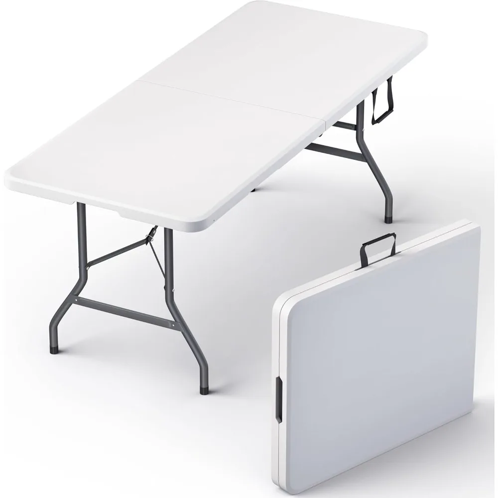 

6 Feet Foldable Table with Built in Handle & Steel Legs | Heavy Duty Portable | Perfect for Party