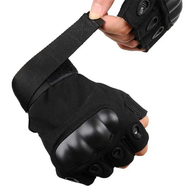 Outdoor Tactical Fingerless Gloves Hard Knuckle Paintball Airsoft Hunting Combat Riding Hiking Half Finger Gloves