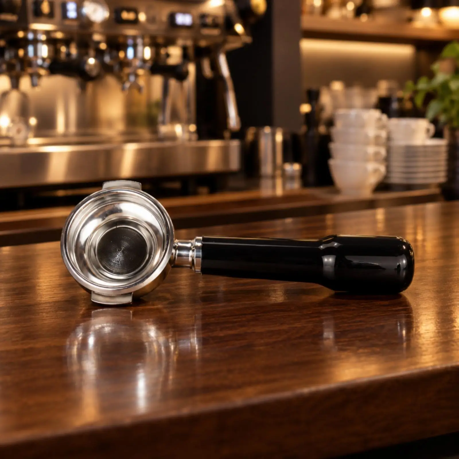 58 Mm Single-Spout Portafilter Polished Finish E61 Portafilter with Stainless Steel Body Even Extraction Ergonomic