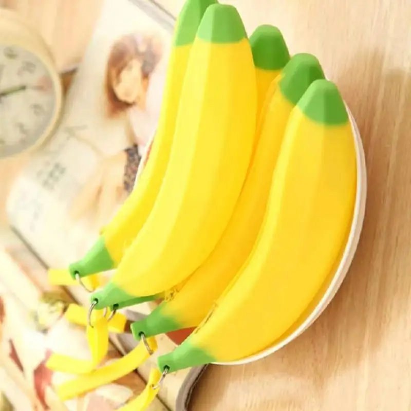 Jonvon Satone 1pcs Silicone Pencil Bags Cute Banana style Kawaii Pencil Bag Children School Bags Stationary Zipper Pencil Bag