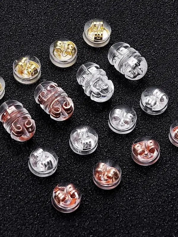 20-40 stücke Silikon Gummi Ohr Zurück Stopper Kupfer Ring Hamburger Ohr Stecker Für Schmuck Machen DIY Ohrring Zubehör – Detail 7