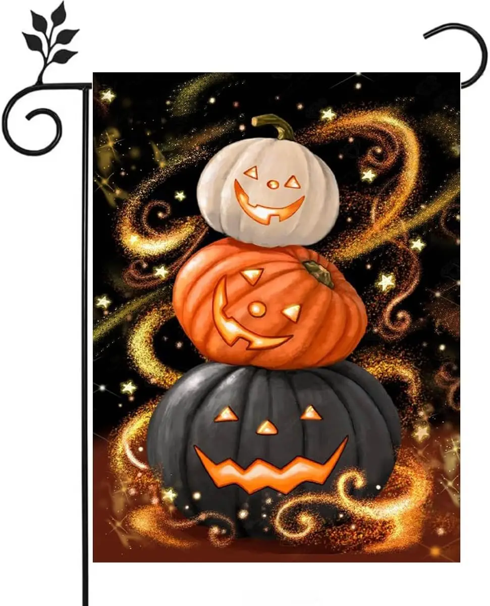 Halloween Funny Garden Flag 12x18 inch Double-sided Burlap Witch Moon Pumpkin Home Outdoor Yard Flag Decoration -C WWL IIC