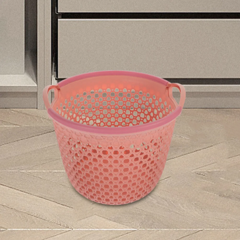 Flexible Laundry Basket Plastic Hamper Dirty Clothes Hamper Toy Bin Portable Round Bin Carry Handles Clothes Bedroom