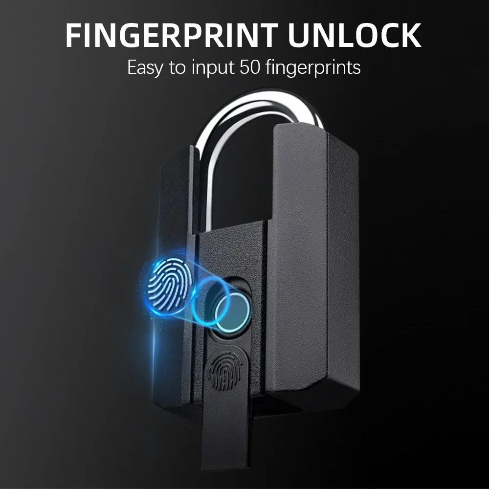 

New IP67 Waterproof TT Lock Electronic Lock Digital Fingerprint Padlock with Built-in rechargeable Battery APP key Unlock