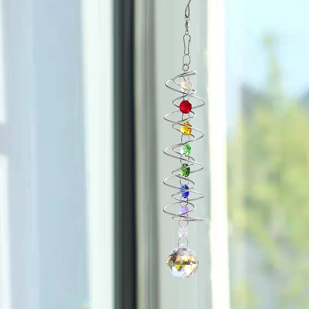 Suncatcher Crystal Ball Stabilizer, Spiral Tail Wind Spinner, Chakra Bead, Trendy, Kinetic Wind, Rainbow Maker, Garden Decor