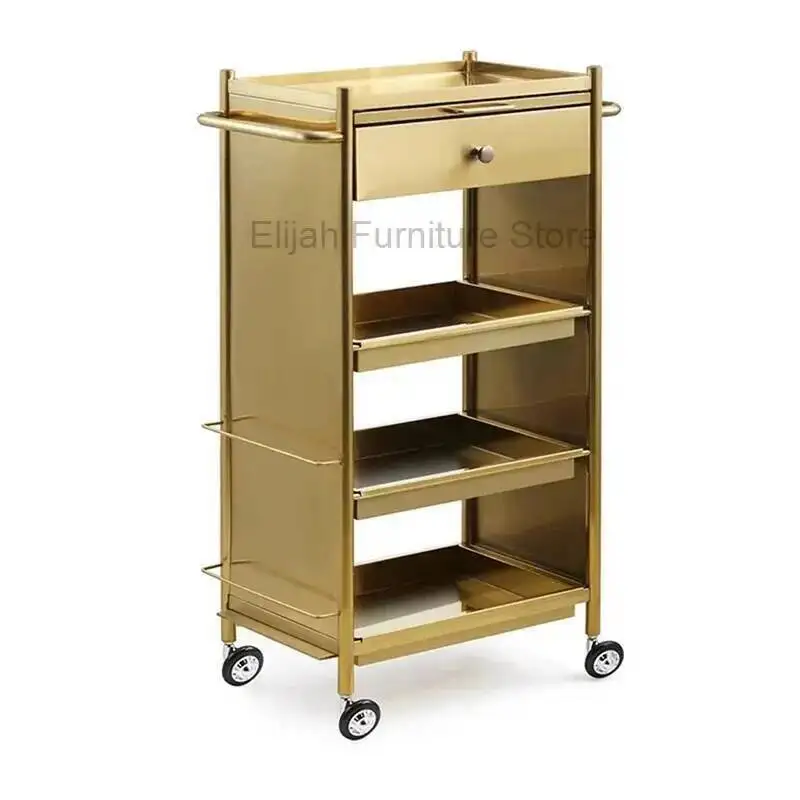 Beauty Salon Trolley Stainless Metal Hospitality Designer Salon Trolley Manicure Carrito De Bar Multifuncional Furniture Fg19