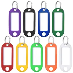 10-50pcs/lot Tough Plastic Key Tags with Split Ring Label Window for DIY Key Chain Kit Numbered Name Baggage Luggage Tags