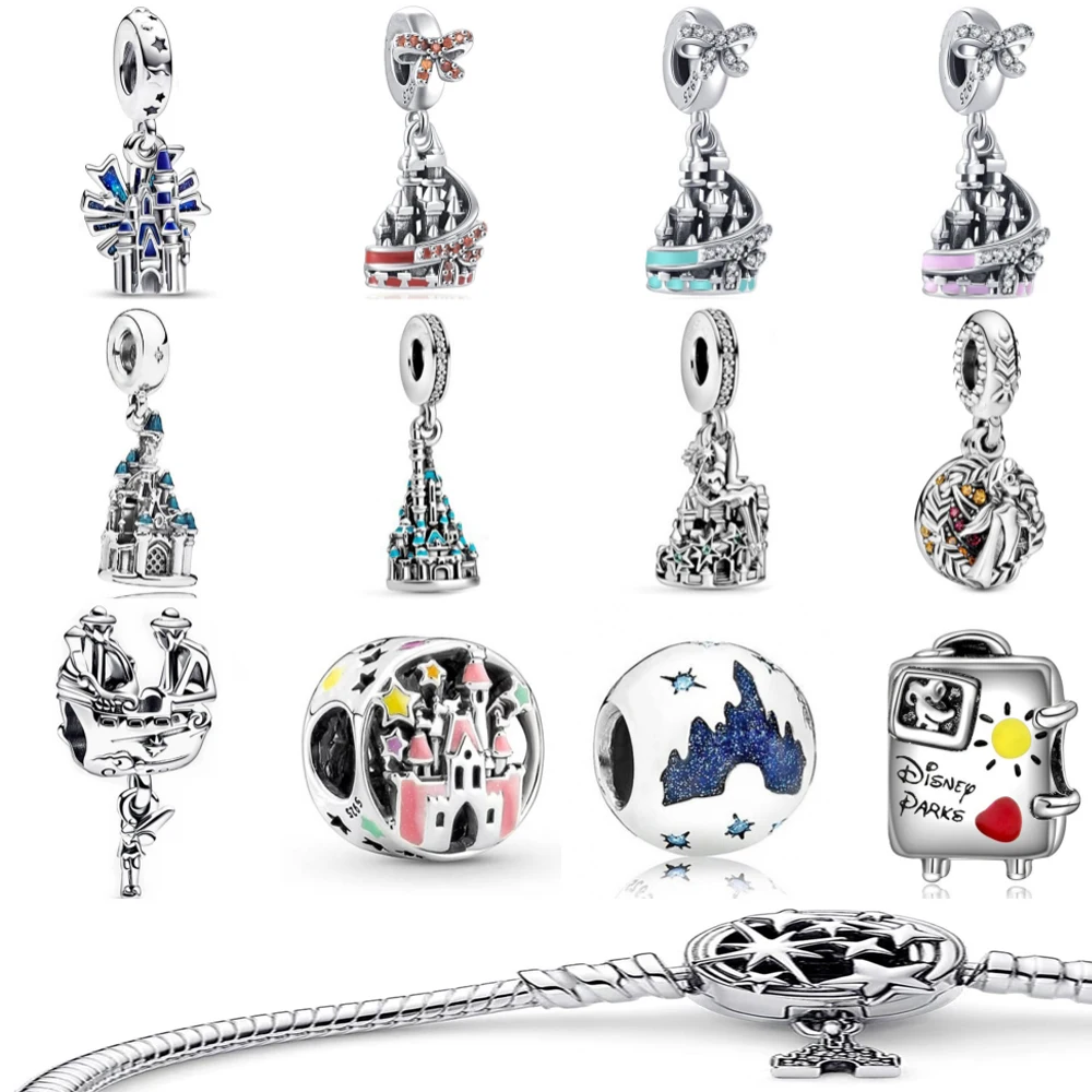 

New 925 Sterling Silver Miniso Disney Castle Series Charm of ley 925 Chain Beaded Fit Original Bracelet DIY Women Jewelry