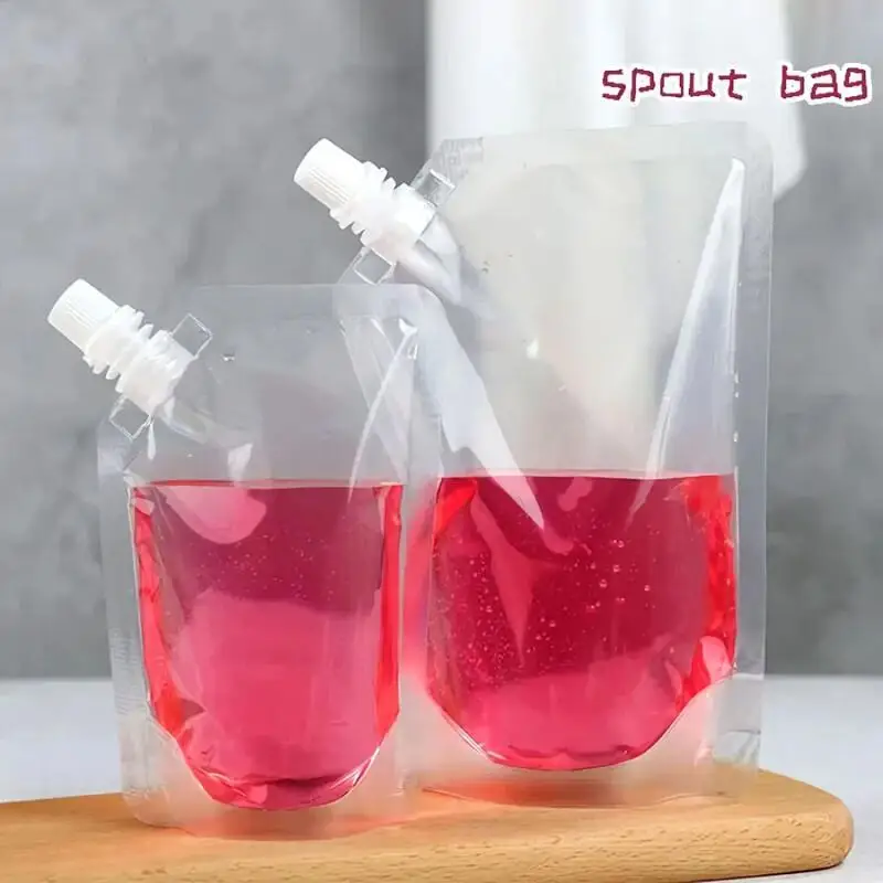 100ml~500ml Reusable Drink Pouches Bags Transparents Slanted Spout Beverage Bags Container Party Wedding Fruit Juice Beer