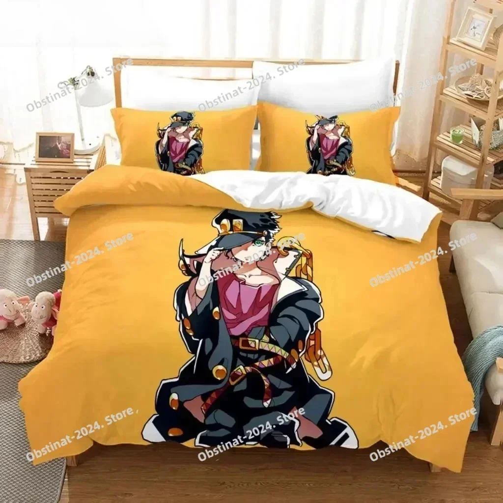 3D Anime JoJo Bizarre Adventure Jotaro Kujo Bedding Set Printed single Comforter Quilt Bed Cover Pillow Case Set Kids Adult Size