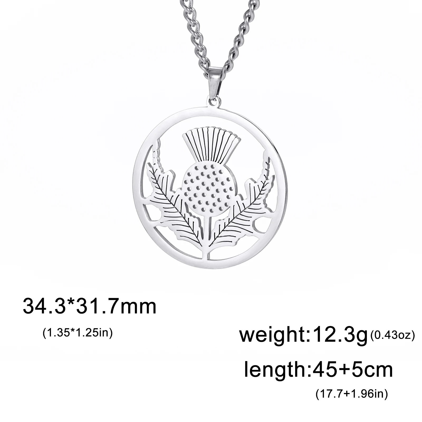 Thistle Necklace Flower Scotland Chain Supernatural Amulet Gift For Woman Man Fashion Stainless Steel Pendant Jewelry