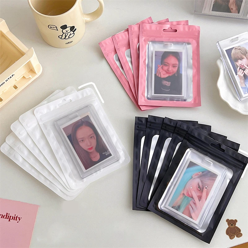 10Pcs Card Protective Bag Photocard Storage Color Matte Transparent Ziplock Bags Gift Packaging Bag Sticker Card Sleeve