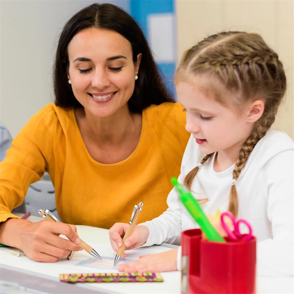 Gfc-50 шт. бамбуковая ручка, деревянная шариковая ручка, ручка с благодарностью, подарок для женщин и мужчин, офисный учитель, коллег, черные чернила