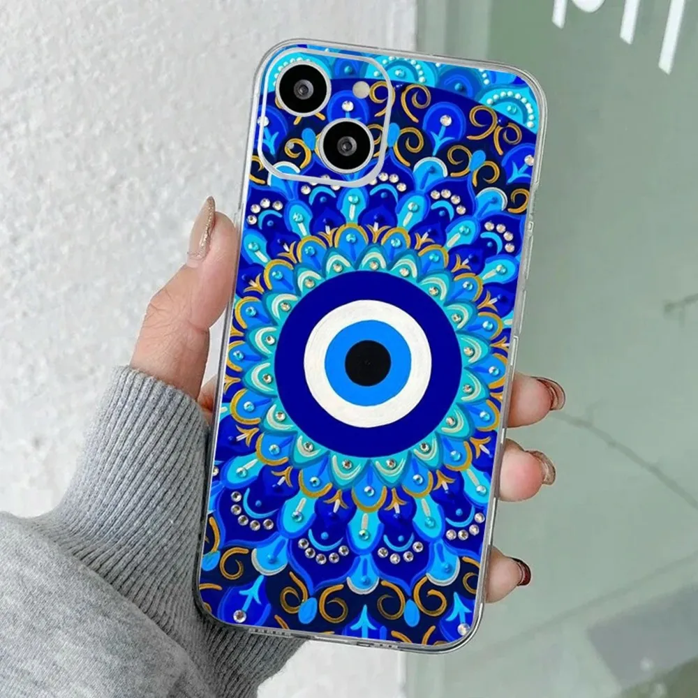 حافظة هاتف Lucky Eye Blue Evil Eye لهاتف iPhone 15,14,13,12,11 Plus، Pro، Max، XR، XS، X، 7,8 Plus، SE، سيليكون شفاف صغير ناعم #2