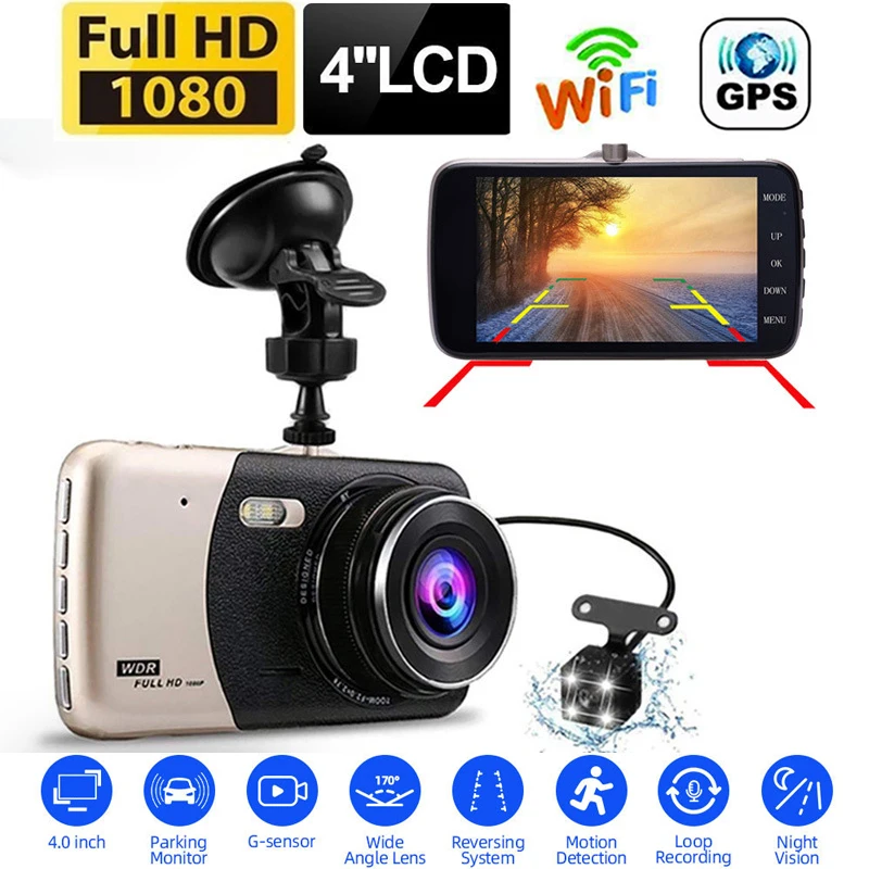 

Car DVR WiFi Full HD 1080P Dash Cam Rear View Night Vision Video Recorder Black Box Auto Camera Dashcam GPS Vehicle Black Box