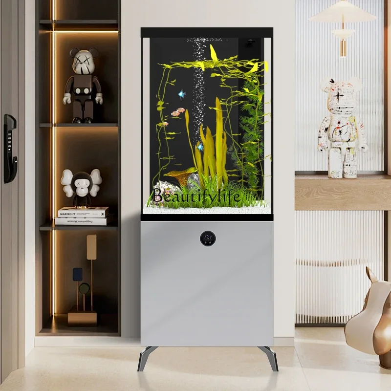 

yj9Bottom filter fish tank living room household small ultra-white glass landscaping aquarium intelligent floor