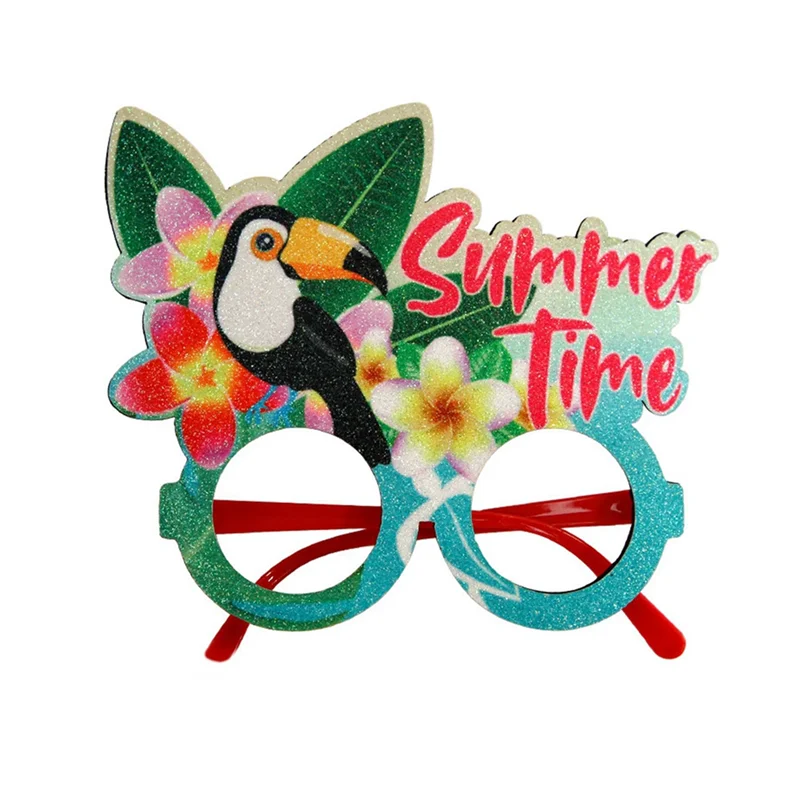 

CEA 1 PCS Summer Hawaiian Glasses Tropical Theme Party Decorations As Shown Felt+Plastic Coconut Tree Photo Glasses Frame,H