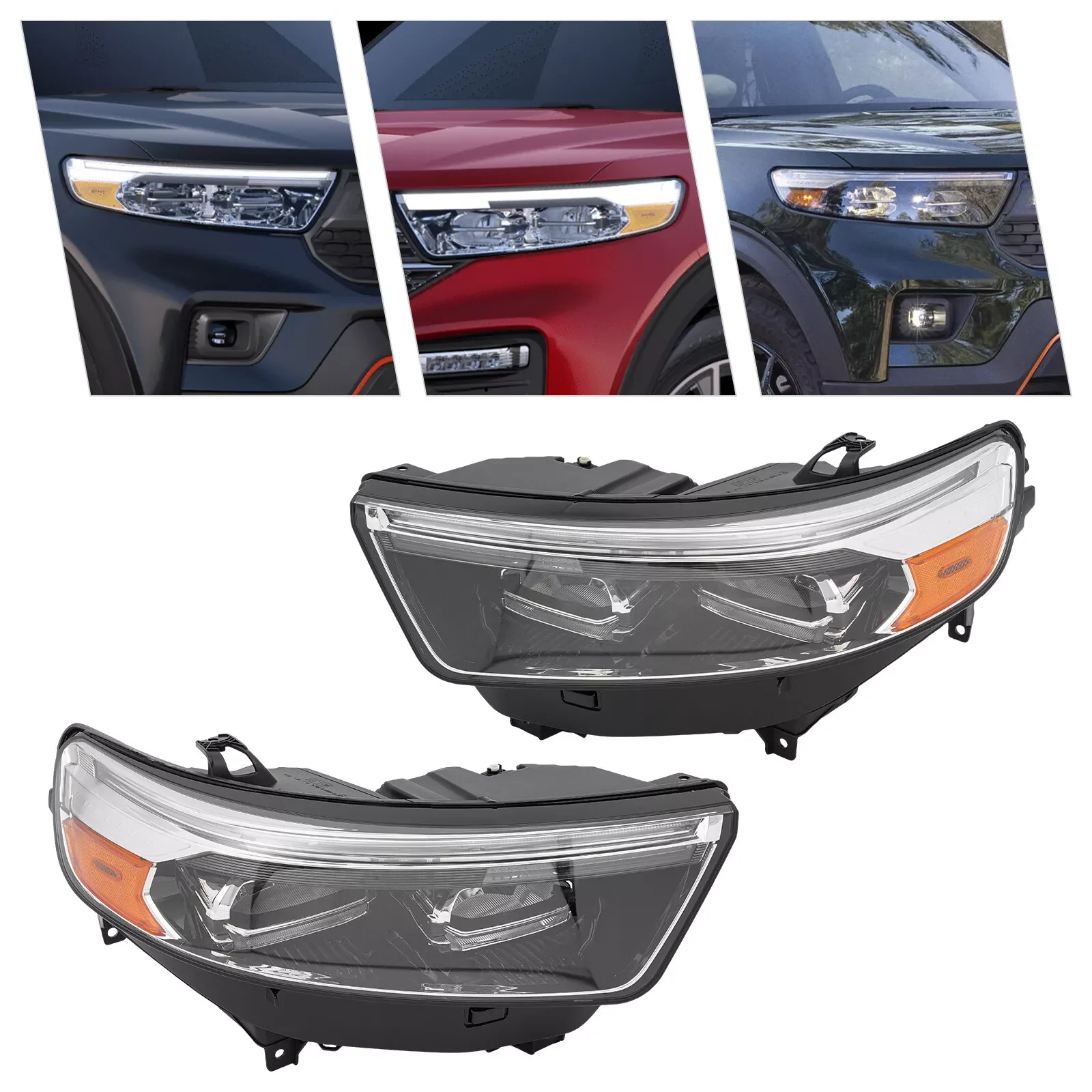 Pair For 2020-2024 Ford Explorer XLT/Limited Full LED Headlight Headlamps Left+Right