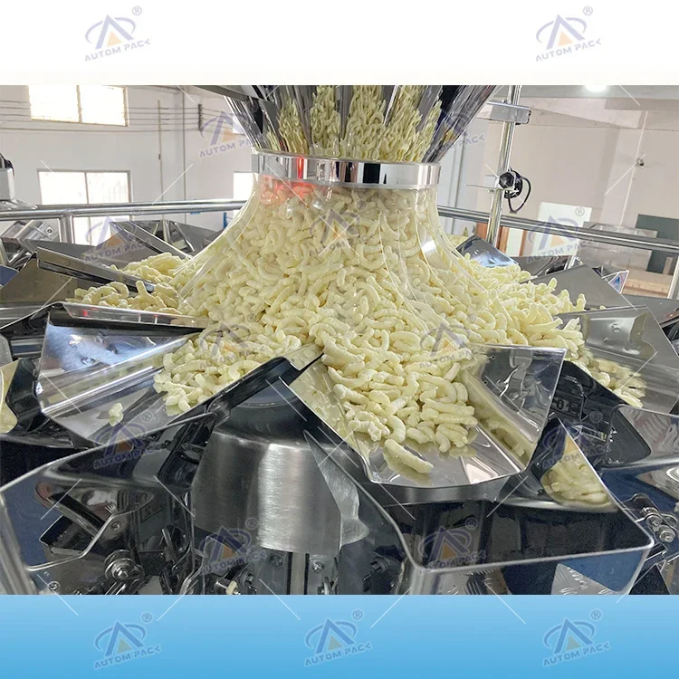Low Cost Foil Film Automatic Weight Filling Ground Nuts Rice Cake Candy Grains Seeds Snacks Puffed Food Chips Packing Machine