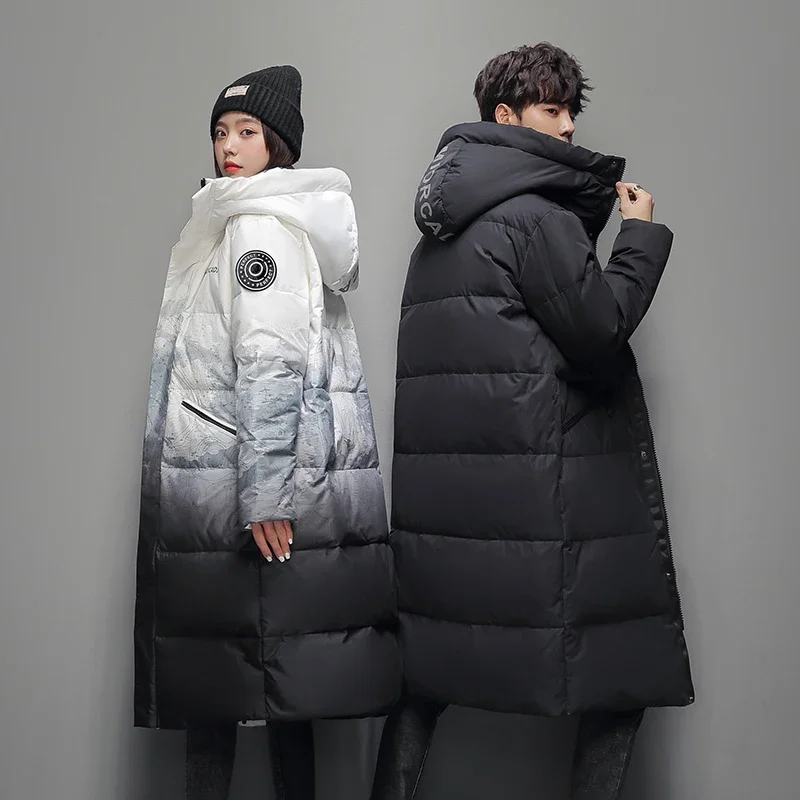Winter Gradual Change Down Jacket Can Be Two Open Men's Medium and Long Knee New Thickened Snow Mountain Fashion Coat