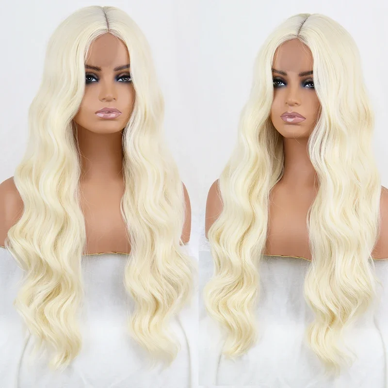 شعر مستعار اصطناعي طويل للنساء السمراوات ، شعر مستعار مموج أشقر ، أحمر ، أشقر ، بني اللون ، موجة طبيعية ، شعر مستعار يومي